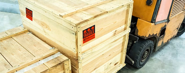crates on a forklift